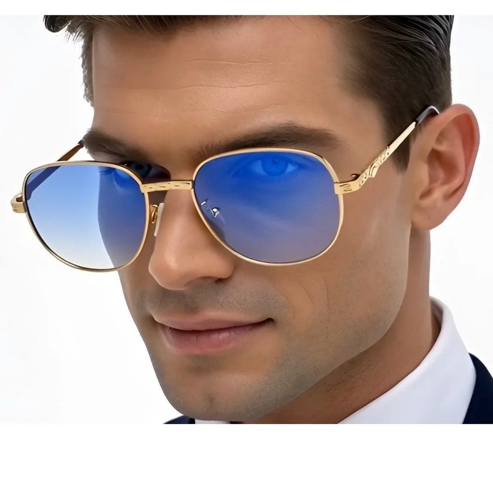 Mens‎ Pilot Sunglasses Designer Fashion Shades Retro Eyewear Round Classic Chic